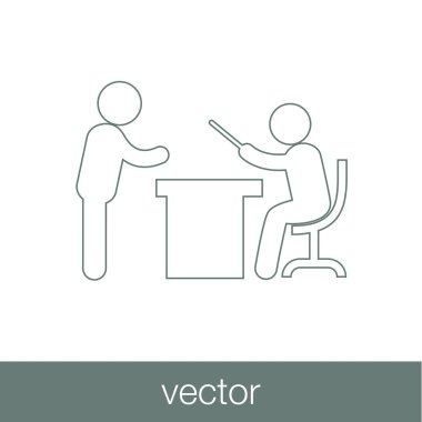 Seminer kavramı simge. Konferans kavramı simge. Öğretmen içinde-ön