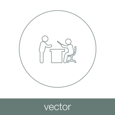 Seminer kavramı simge. Konferans kavramı simge. Öğretmen içinde-ön