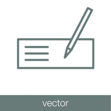 Signing bank check icon. Finance icon. Economic concept flat sty