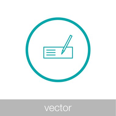 Signing bank check icon. Finance icon. Economic concept flat sty