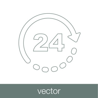 24 Saat 7 gün bir hafta kavram çizim. Her zaman için bir sembol