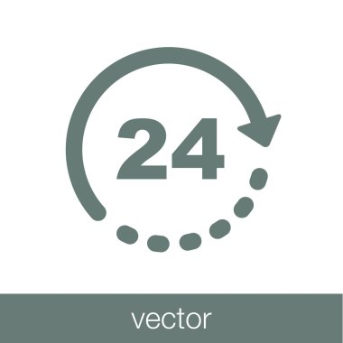 24 Saat 7 gün bir hafta kavram çizim. Her zaman için bir sembol