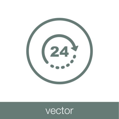 24 Saat 7 gün bir hafta kavram çizim. Her zaman için bir sembol