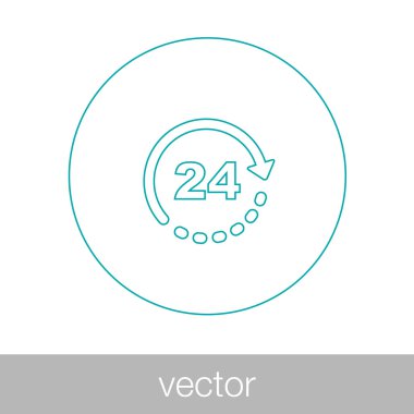 24 Saat 7 gün bir hafta kavram çizim. Her zaman için bir sembol