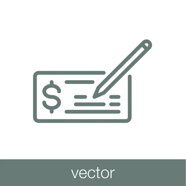 Signing bank check icon. Finance icon. Economic concept flat sty — Wektor stockowy