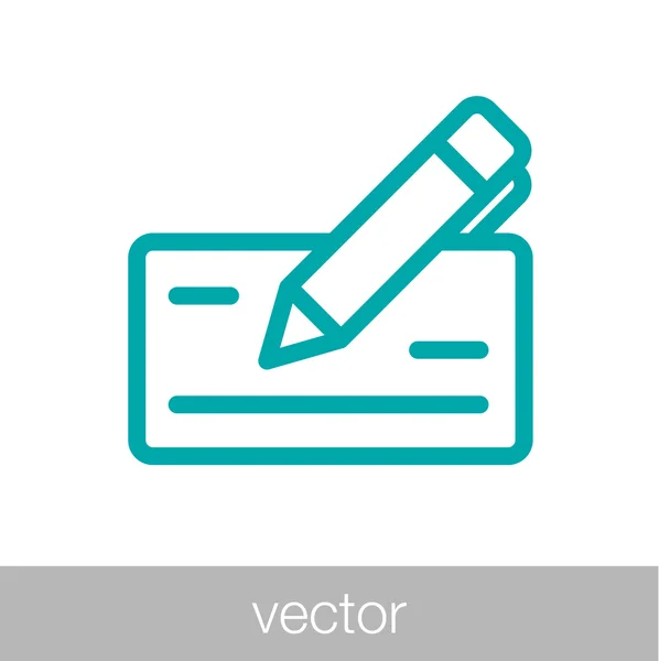 Signing bank check icon. Finance icon. Economic concept flat sty — Stock vektor