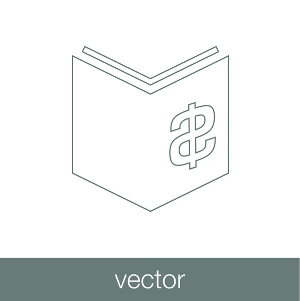 Icono de libro de impuestos. Libro de contabilidad con signo de dólar . — Vector de stock