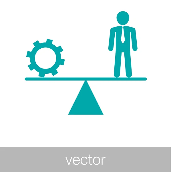 Ícone de equilíbrio de desenvolvimento de negócios. Ícone de engrenagem e equilíbrio humano . — Vetor de Stock