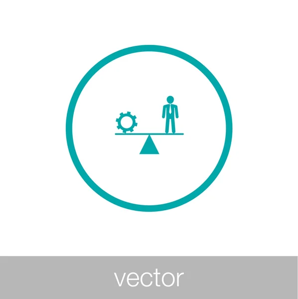 Icono de equilibrio de desarrollo empresarial. Icono de engranaje y equilibrio humano . — Vector de stock