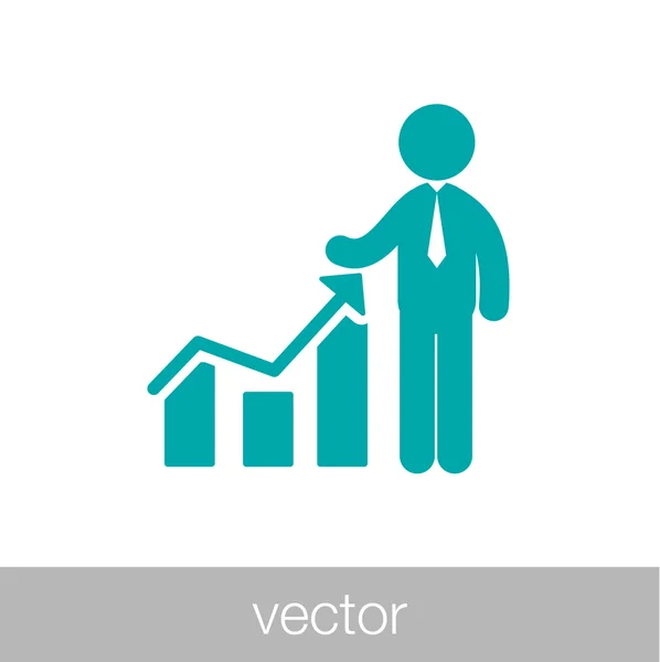 Analysepräsentation. Geschäftsmann bei der Analyse von Daten. Diagramm i — Stockvektor