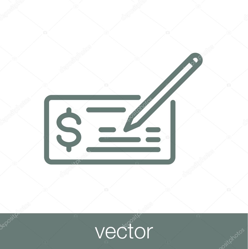 Signing bank check icon. Finance icon. Economic concept flat sty