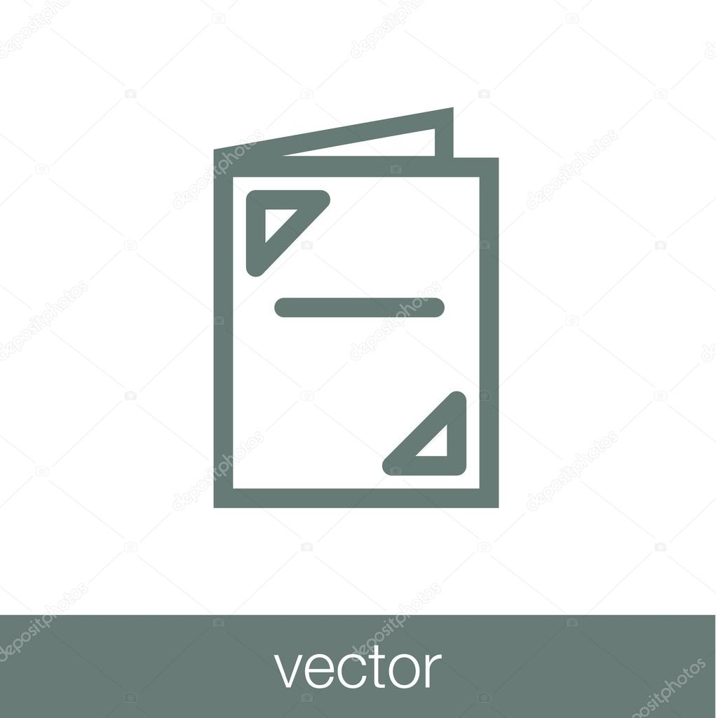 Brochure icon. Menu icon. Folder icon. Flat design style icon.