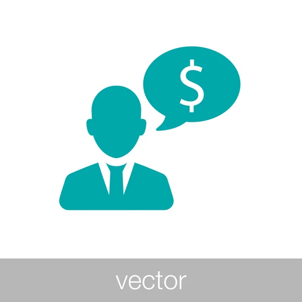 Homme d'affaires parler de l'icône de l'argent — Image vectorielle