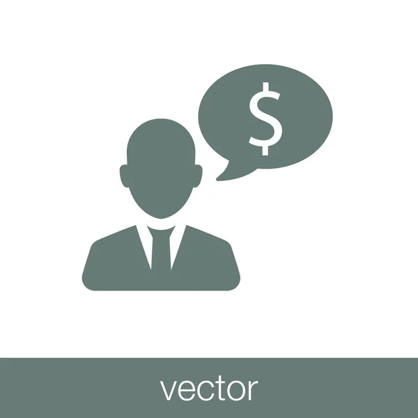 Homme d'affaires parler de l'icône de l'argent — Image vectorielle