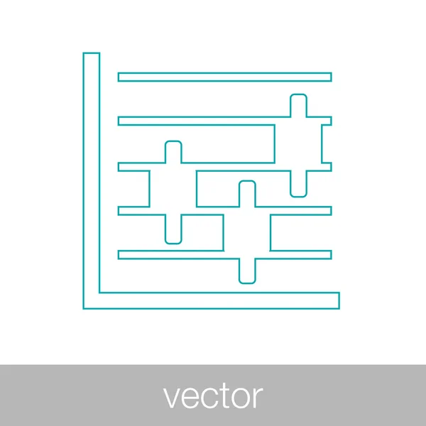 Icono de gráfico de línea marcado - Icono de gráfico - Icono de gráfico de información — Vector de stock