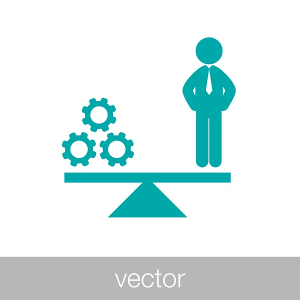 Ícone de equilíbrio de desenvolvimento de negócios. Ícone de engrenagem e equilíbrio humano . — Vetor de Stock