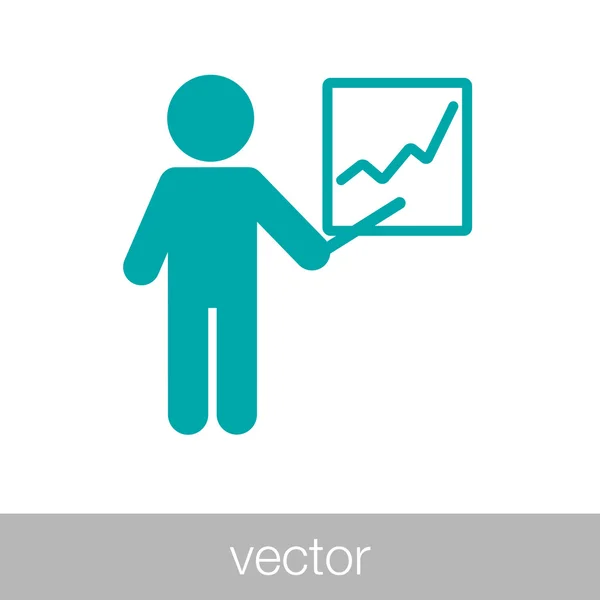 Ícone de apresentação de análise. Homem de negócios analisando dados. Gráfico i — Vetor de Stock