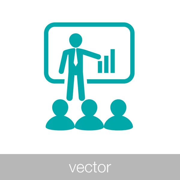 Ícone do conceito do seminário. Ícone de conceito de conferência. Professor na frente —  Vetores de Stock