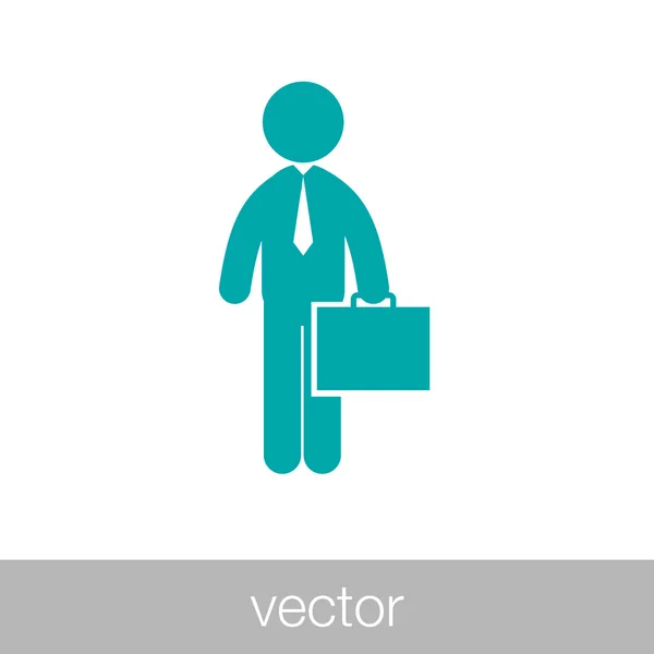 Hombre de negocios sosteniendo icono maletín - Concepto de diseño de estilo plano i — Archivo Imágenes Vectoriales