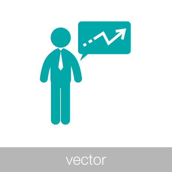 Icono de presentación de análisis. Hombre de negocios analizando datos. Gráfico i — Archivo Imágenes Vectoriales