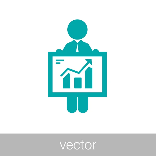 Analysepräsentation. Geschäftsmann bei der Analyse von Daten. Diagramm i — Stockvektor