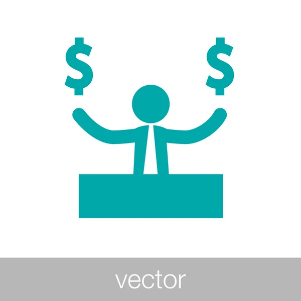 Hombre de negocios haciendo icono de dinero - Concepto icono de diseño de estilo plano — Vector de stock