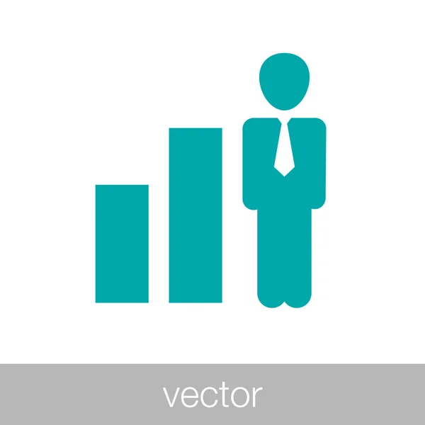 Ícone de apresentação de análise. Homem de negócios analisando dados. Gráfico i — Vetor de Stock