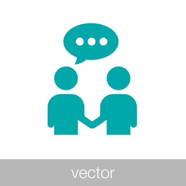 Hombres de negocios discutiendo icono - hombres de negocios discurso de diálogo - busine — Vector de stock