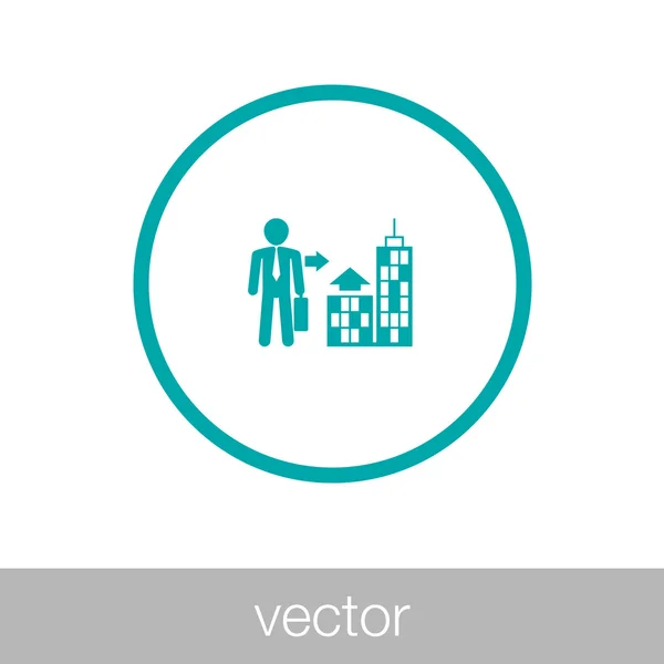 Hombre de negocios sosteniendo icono maletín - Concepto de diseño de estilo plano i — Vector de stock