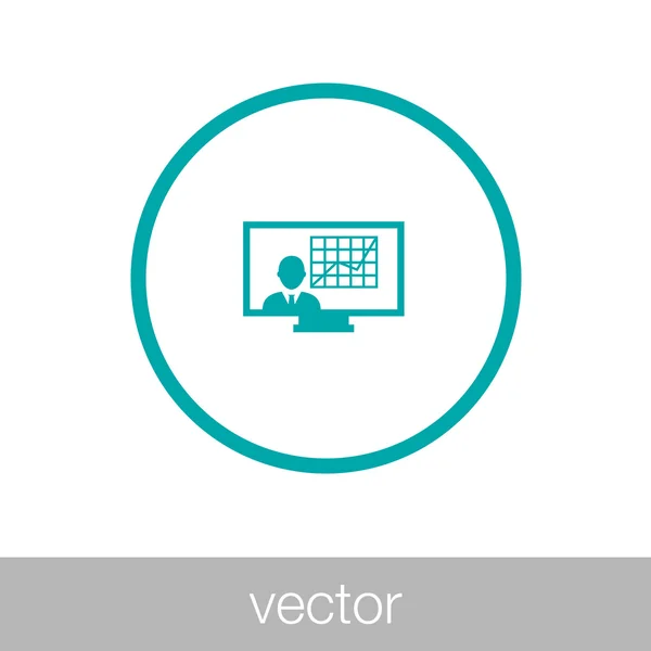 Elemzés bemutatás ikonra. Üzletember, adatok elemzése. Én a diagram — Stock Vector