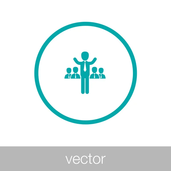 Icono de concepto de seminario. Icono del concepto de conferencia. Profesor al frente. — Vector de stock