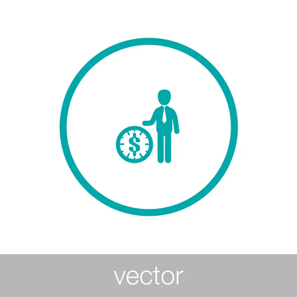 Empresário fazendo ícone de dinheiro - Concept ícone de design de estilo plano — Vetor de Stock
