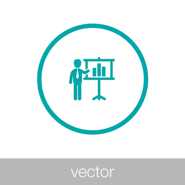 Icono de presentación de análisis. Hombre de negocios analizando datos. Gráfico i — Vector de stock