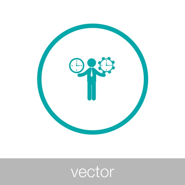 Tiempo para el icono de trabajo - Con el tiempo icono de trabajo - Concepto de estilo plano — Vector de stock