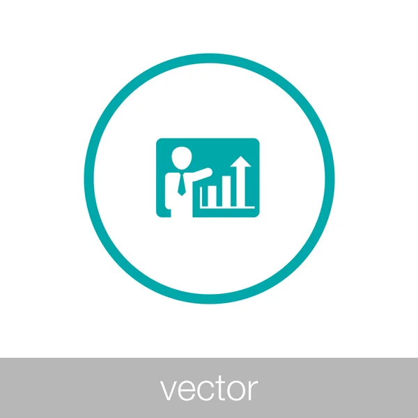 Elemzés bemutatás ikonra. Üzletember, adatok elemzése. Én a diagram — Stock Vector