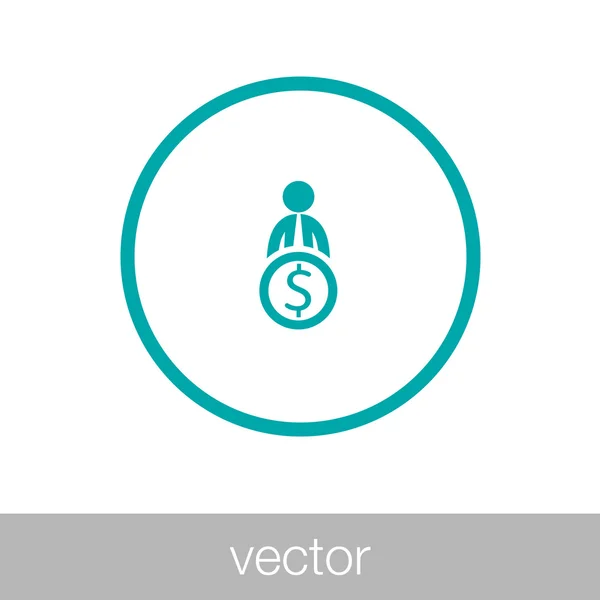 Hombre de negocios haciendo icono de dinero - Concepto icono de diseño de estilo plano — Vector de stock