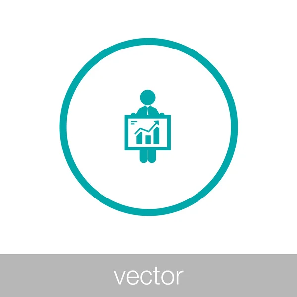 Icona di presentazione analisi. Uomo d'affari che analizza i dati. Grafico i — Vettoriale Stock