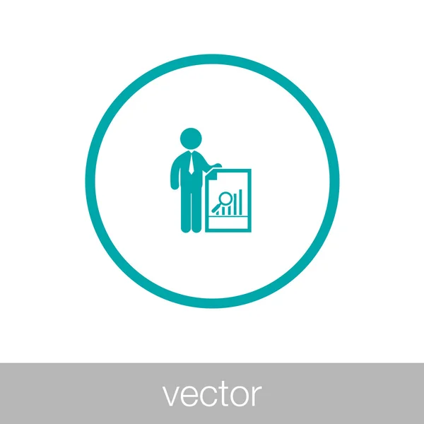 Icono de presentación de análisis. Hombre de negocios analizando datos. Gráfico i — Vector de stock
