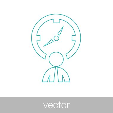 Çalışma - saat çalışma simgesini - yere kutsal kişilerin resmi kavramı düz stil için zaman