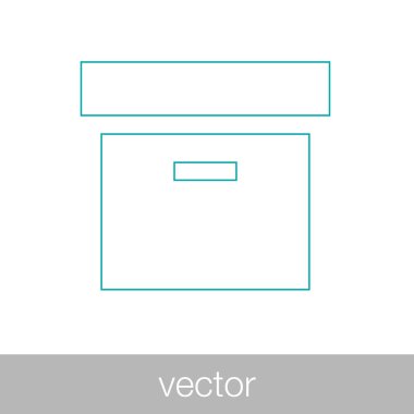 Arşiv simgesi. Arşivleme karton kutu simgesi.