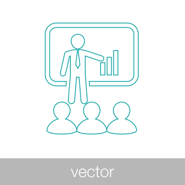 Icono de concepto de seminario. Icono del concepto de conferencia. Profesor al frente. — Vector de stock