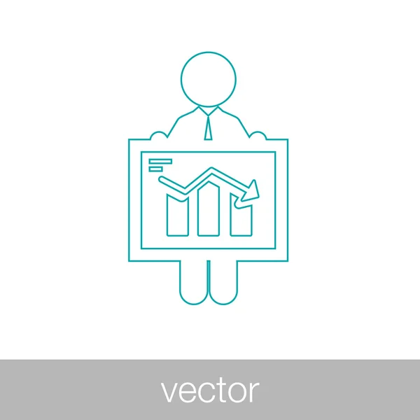 Analysepräsentation. Geschäftsmann bei der Analyse von Daten. Diagramm i — Stockvektor