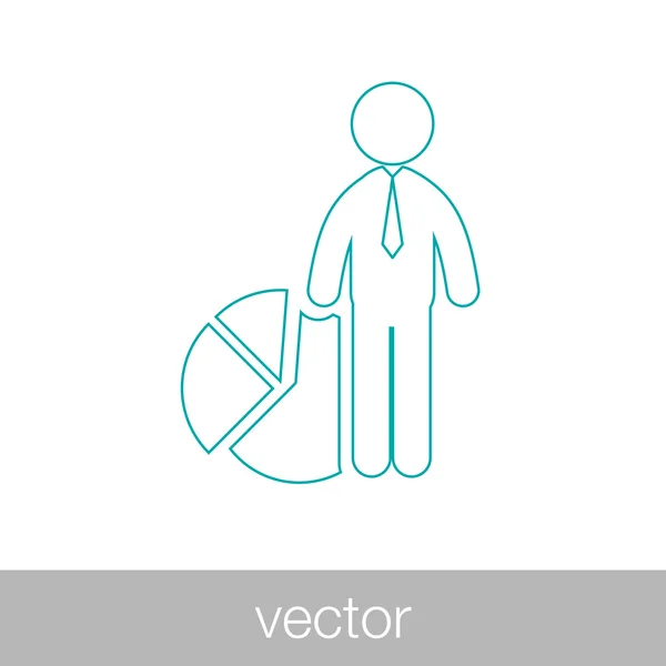 Icono de presentación de análisis. Hombre de negocios analizando datos. Gráfico i — Vector de stock