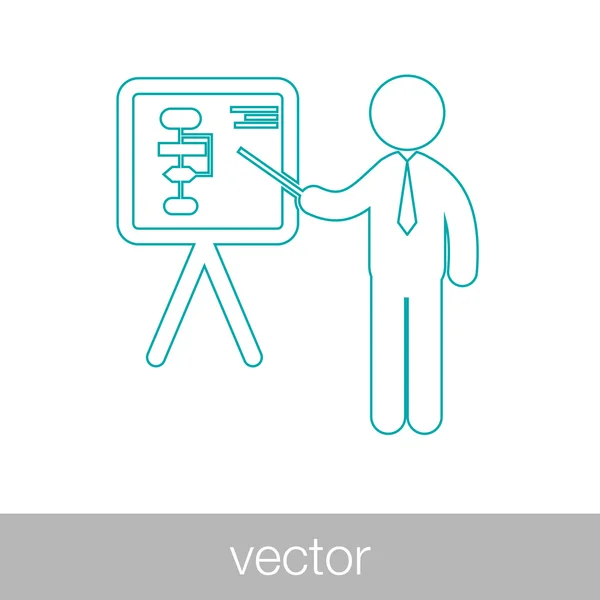 Icono de presentación de análisis. Hombre de negocios analizando datos. Gráfico i — Vector de stock