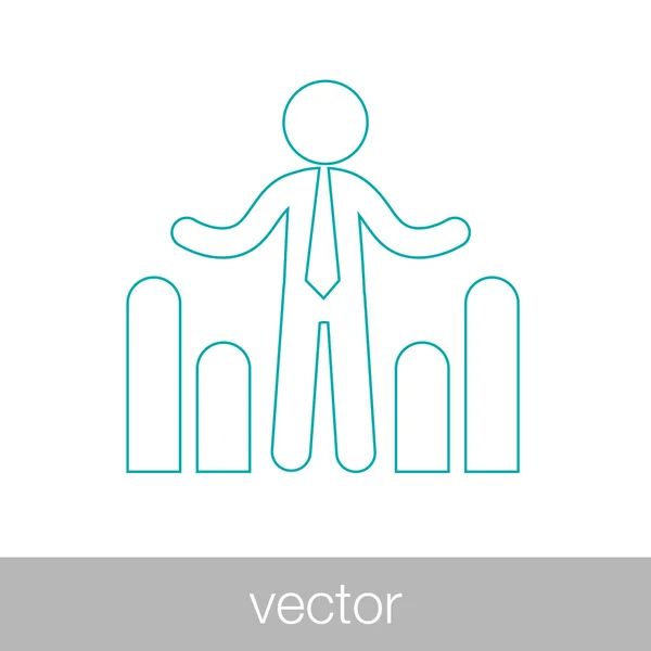 Analysepräsentation. Geschäftsmann bei der Analyse von Daten. Diagramm i — Stockvektor