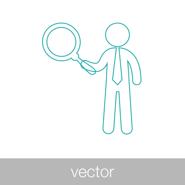 Job search and career choice, businessman with magnifying glass — Stockvector