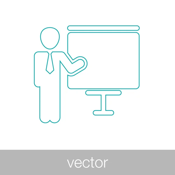 Icono de presentación de análisis. Hombre de negocios analizando datos. Gráfico i — Vector de stock