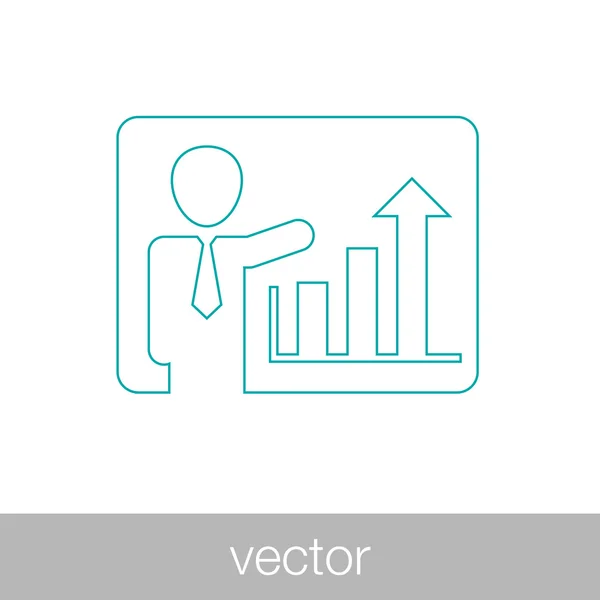 Ícone de apresentação de análise. Homem de negócios analisando dados. Gráfico i — Vetor de Stock