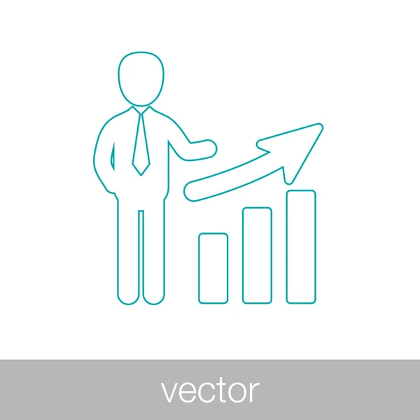 Analys presentation ikon. Affärsman analysera data. Diagram jag — Stock vektor