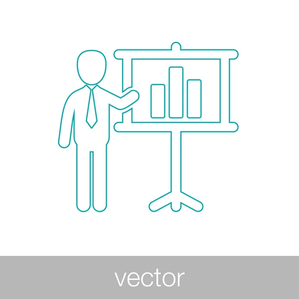 Icono de presentación de análisis. Hombre de negocios analizando datos. Gráfico i — Vector de stock